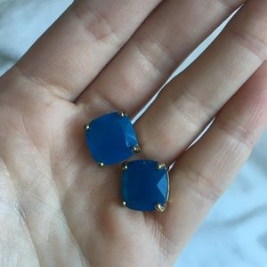 Large Blue Gemstone & Gold Stud Earrings
